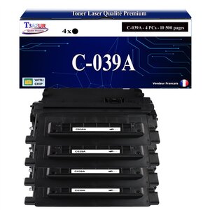 T3AZUR - 4x Toners compatibles avec Canon 039 (0287C001) pour Canon LBP351x  LBP352x Noir - 10 500p