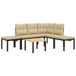 vidaXL Salon de jardin avec coussins 5 Pièces noir acier enduit de poudre