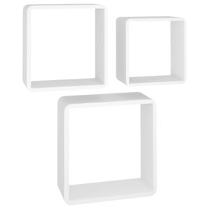 vidaXL Étagères murales sous forme de cube 3 Pièces Blanc MDF