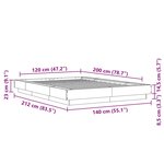 vidaXL Cadre de lit et lumières LED sans matelas gris béton 120x200 cm