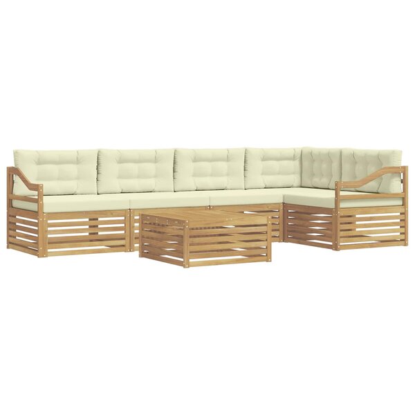 vidaXL Ensemble de canapés d'extérieur 6 pc Blanc et crème Polyester