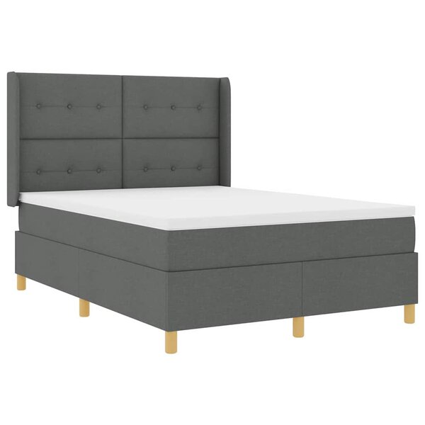 vidaXL Lit à ressorts avec bandes LED Gris 140 x 190 cm tissu