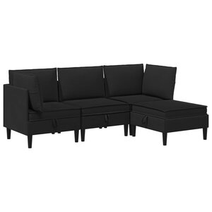 vidaXL Ensemble de meubles pour le salon 4 Pièces Noir Tissu
