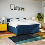 vidaXL Sommier à lattes de lit avec matelas Bleu 200x200 cm Tissu