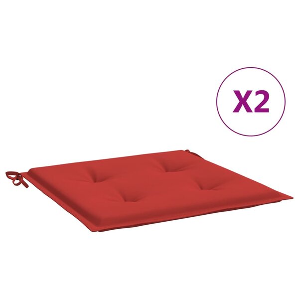 vidaXL Coussins de chaise de jardin lot de 2 rouge 50x50x4 cm