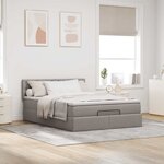 vidaXL Lit ottoman avec matelas et LED taupe 140x190 cm tissu