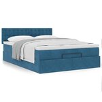 vidaXL Cadre de lit ottoman avec matelas bleu foncé 140x190 cm velours