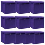 vidaXL Boîtes de rangement et couvercles 10Pièces Violet 32x32x32cm Tissu