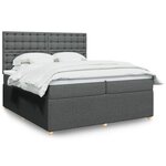 vidaXL Sommier à lattes de lit avec matelas Gris foncé 200x200cm Tissu