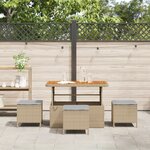 vidaXL Ensemble salle à manger jardin 4 pièces avec coussins Beige Poly Rotin Acacia