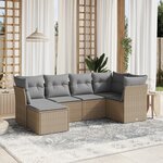 vidaXL Salon de jardin avec coussins 6Pièces mélange beige résine tressée