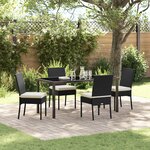 vidaXL Ensemble de Salle à Manger de Jardin de 5 Pièces Noir Poly Rattan