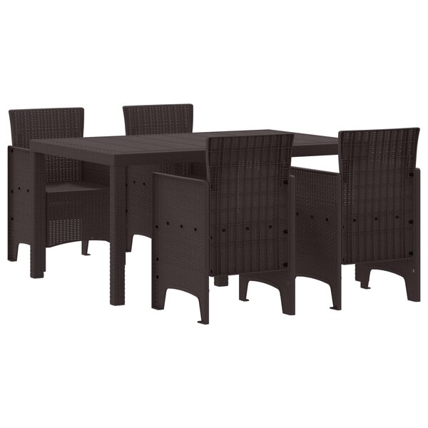 vidaXL Ensemble de Salle à Manger de Jardin de 5 Pièces en Poly Rattan Marron