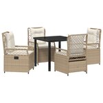 vidaXL Set de mobilier de jardin 5 pièces beige poly rattan