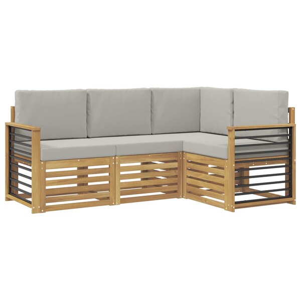 vidaXL Ensemble de canapés d'extérieur 4 pc Blanc et gris clair