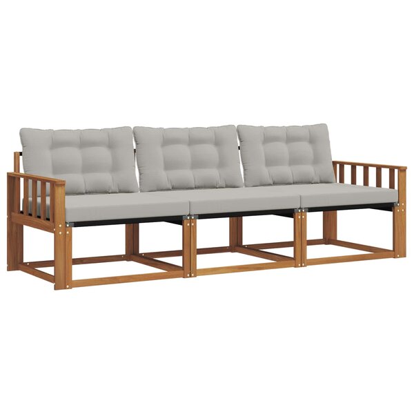 vidaXL Ensemble de canapés d'extérieur 3 pc Gris Naturel et Clair