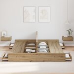 vidaXL Cadre de lit avec rangement chêne artisanal 200 x 200 cm