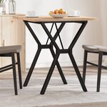 vidaXL Table à manger cadre en Y 70x70x75 5cm bois de pin massif fonte