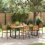 Ensemble salle à manger jardin 7 pièces vidaXL Noir poly rotin acacia