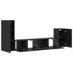 vidaXL Meuble TV mural 3 Pièces Chêne noir Bois d'ingénierie