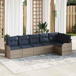 vidaXL Ensemble de canapé de jardin 6 Pièces Gris polyrotin