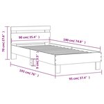 vidaXL Cadre de lit avec tête de lit blanc 90x190 cm bois d'ingénierie