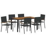 vidaXL Ensemble de salle à manger pour jardin 7 Pièces Noir et Bois