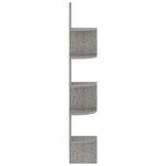 vidaXL Étagère d'angle murale gris béton 19x19x123cm bois d'ingénierie