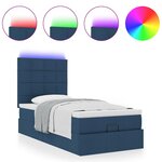 vidaXL Lit ottoman avec matelas et LED Bleu 100x200 cm Tissu