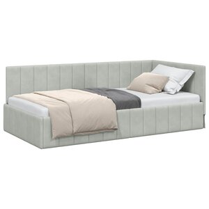 vidaXL Cadre de lit d'angle Gris clair 90 cm x 190 cm Velours