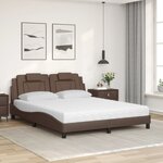 vidaXL Lit Viana avec matelas marron 160x200 cm similicuir