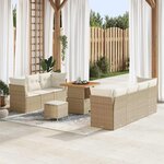 vidaXL Ensemble de canapé de jardin avec coussin 10 Pièces beige et crème