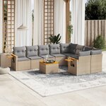 vidaXL Salon de jardin avec coussins 10 Pièces beige résine tressée