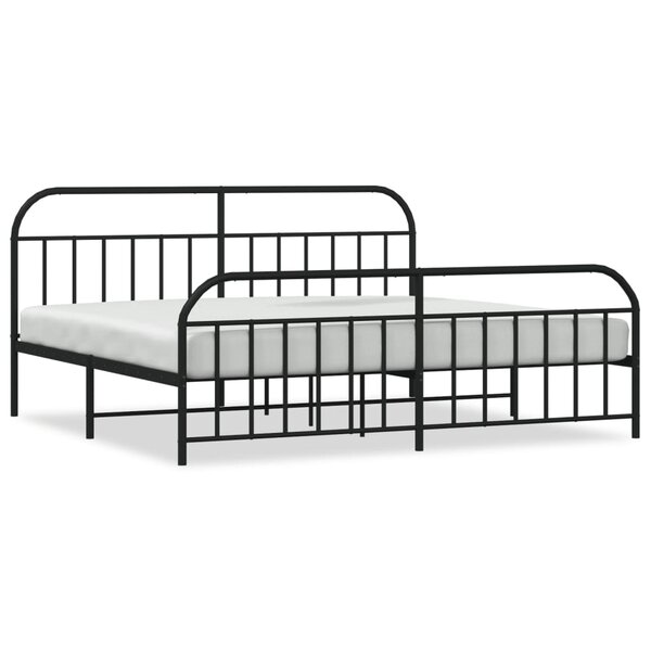 vidaXL Cadre de lit métal sans matelas avec pied de lit noir 200x200cm