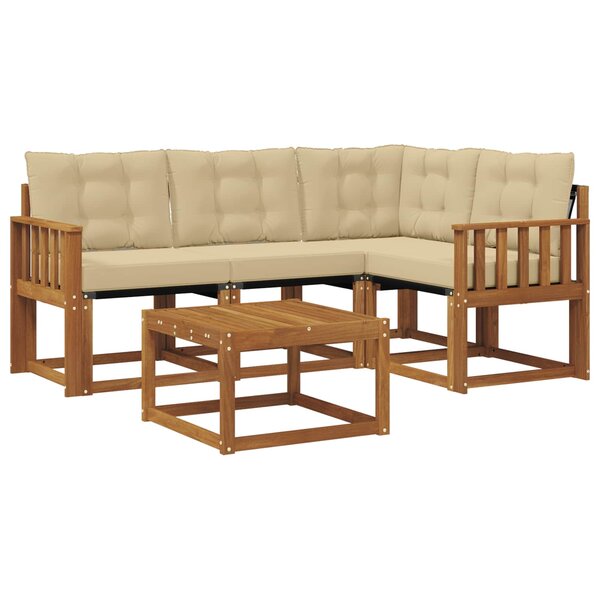 vidaXL Ensemble de canapés d'extérieur 5 Pièces Naturel et Beige