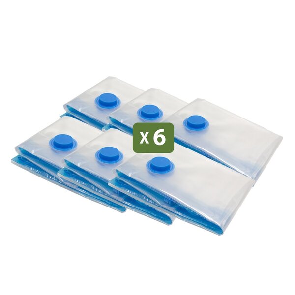 Pack and Move - Lot 6 Housses Rangement Sous Vide - Taille S 50 x 70 cm - Sac de Compression - Vêtements  Pull Hiver - Petit Format - Fermeture Zip