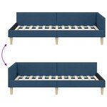 vidaXL Cadre de lit d'angle Bleu 90 x 200 cm Tissu et bois reconstitué