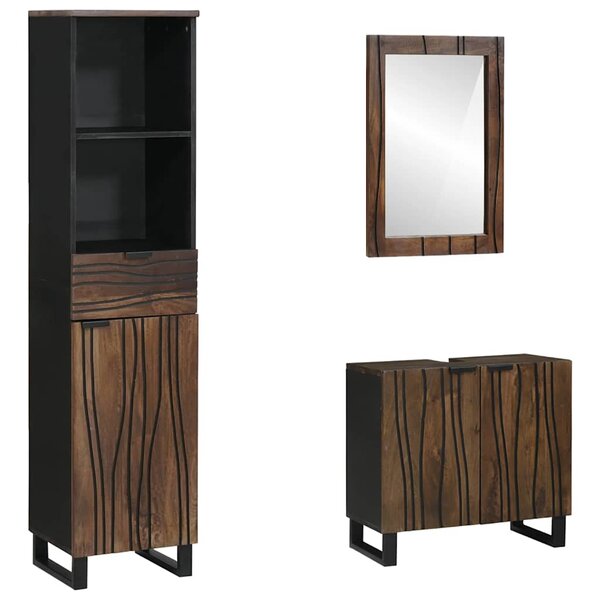 vidaXL Ensemble de mobilier de salle de bain 3 Pièces Marron noyer