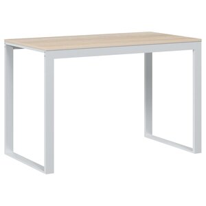 vidaXL Bureau d'ordinateur Blanc et chêne 110x60x73 cm Aggloméré