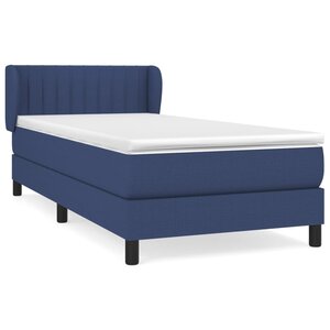 vidaXL Sommier à lattes de lit avec matelas Bleu 90x190 cm Tissu