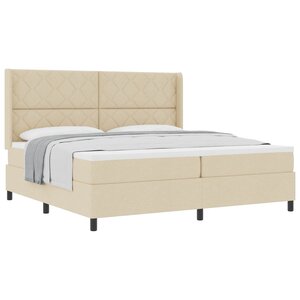 vidaXL Lit à ressorts avec matelas Crème 200 x 200 cm tissu