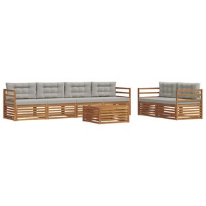 vidaXL Ensemble de canapés d'extérieur 7 Pièces Gris Naturel et Clair