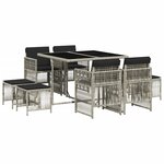 vidaXL Ensemble à manger de jardin et coussins 9 Pièces gris clair rotin