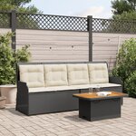 vidaXL Salon de jardin 3 Pièces avec coussins Noir Résine tressée