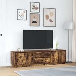 vidaXL Meuble TV avec lumières LED chêne fumé 193 5x41x50 cm