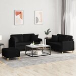 vidaXL Ensemble de canapés 3 Pièces avec coussins noir tissu