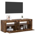 vidaXL Meuble TV avec lumières LED Chêne fumé 120x35x40 cm