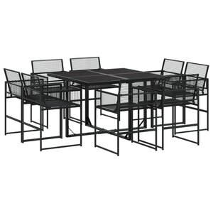 vidaXL Ensemble à manger de jardin 9 Pièces Noir Résine tressée
