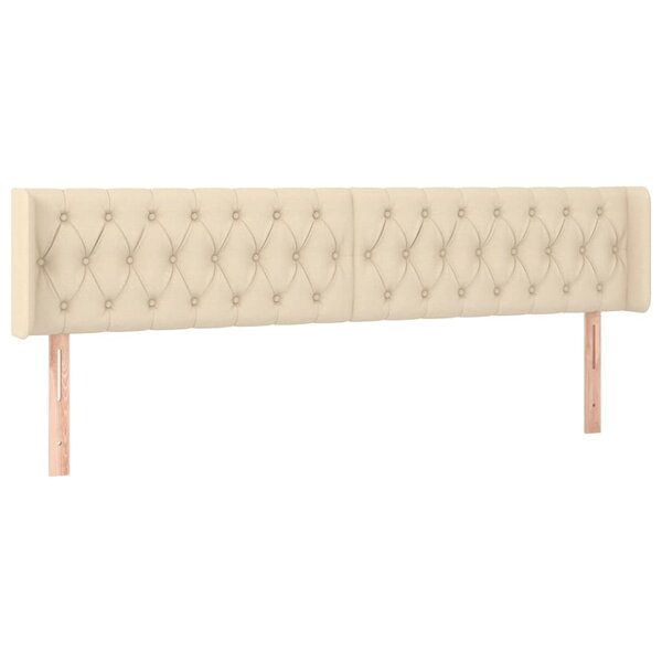 vidaXL Tête de lit avec oreilles Crème 203x16x78/88 cm Tissu