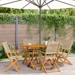 vidaXL Chaises de jardin pliantes lot de 4 beige rotin et bois massif